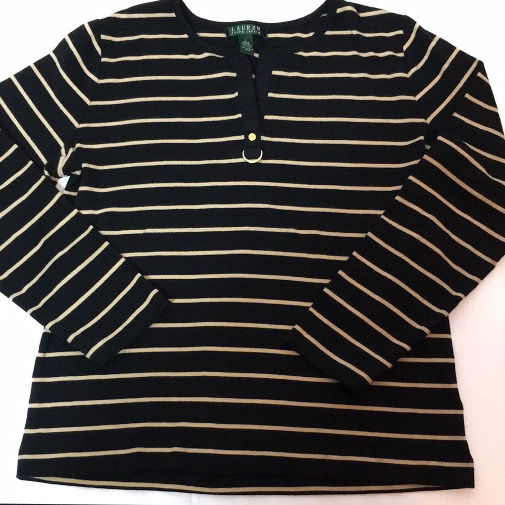RALPH LAUREN long sleeve Top . Black/Cream